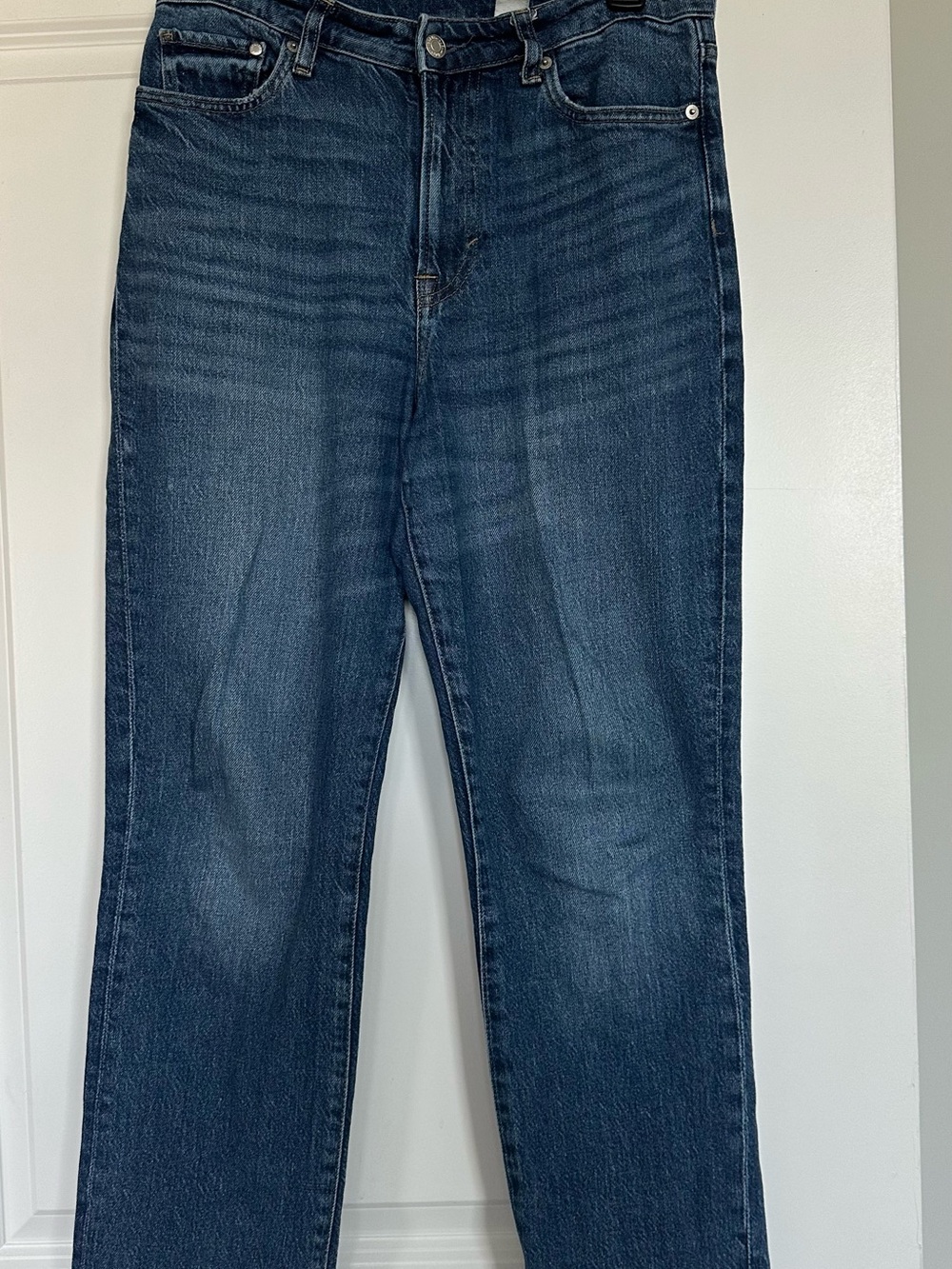 H&M Women's Straight-Leg Jeans in Dark Blue Wash